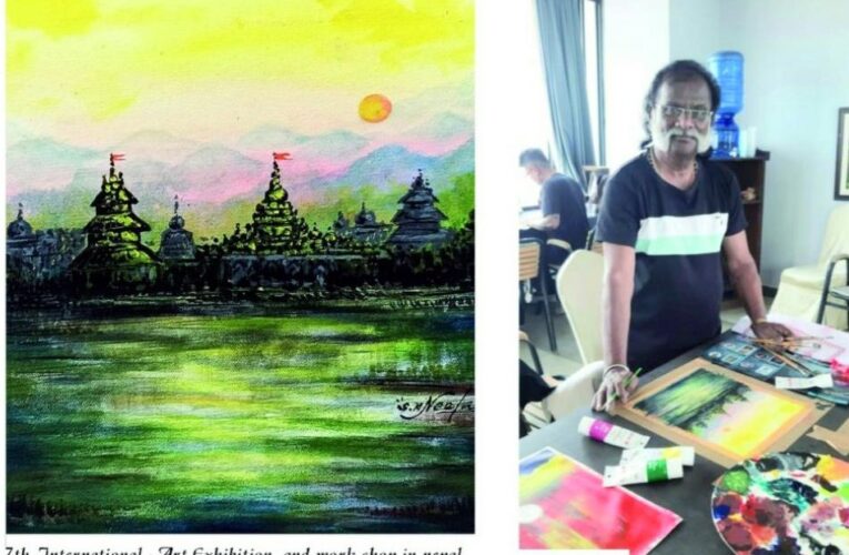 Prof Subbayya M Neela wins International Painting contest in Nepal